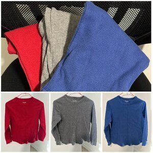 Old Navy - Long Sleeve Thermal Knit T-Shirt (3 pk - Red/Grey/Blue)